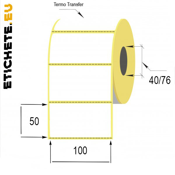Термотрансферная этикетка для логистики и складского учета 100х50мм | Etichete.eu