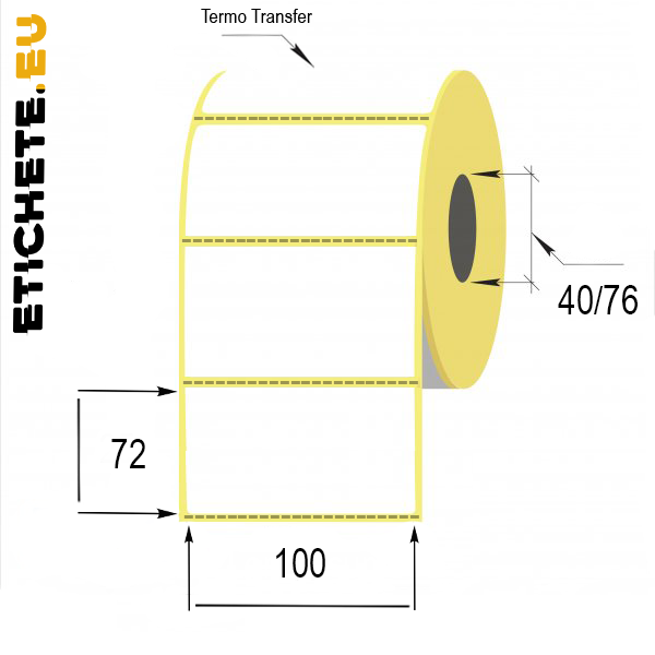 Термотрансферная этикетка для упаковки товаров 100x72mm | Etichete.eu