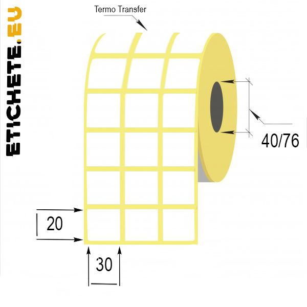 Термотрансферная этикетка для печати и дизайна на 30х20мм | Etichete.eu.